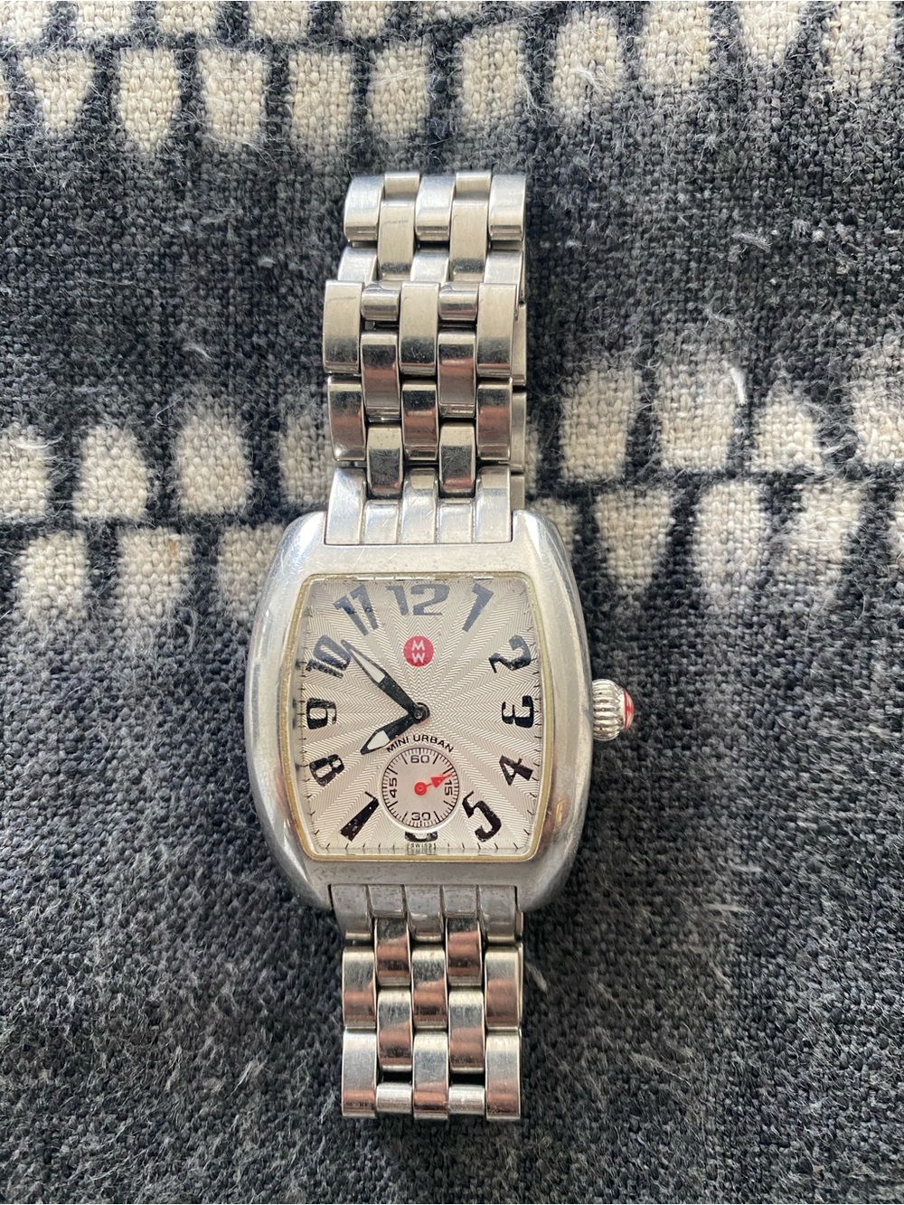 Men's Silver-Tone Stainless Steel Watch with White Dial